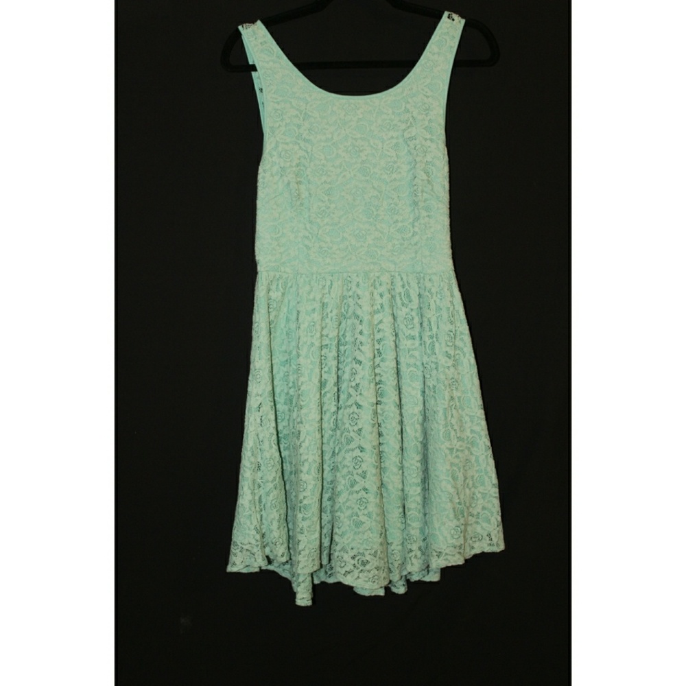 Mint Lacy Low Cut Back Dress